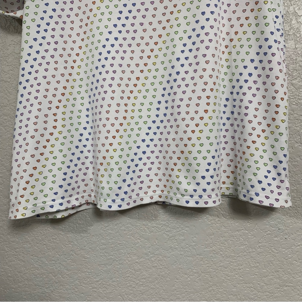 Roller Rabbit Pajama PJ Top Womens L Disco Hearts Henley 3/4 Sleeve Rainbow - Picture 12 of 15